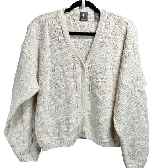 Vintage GAP Heavy Cable Knit Cardigan Sweater - Picture 3 of 5